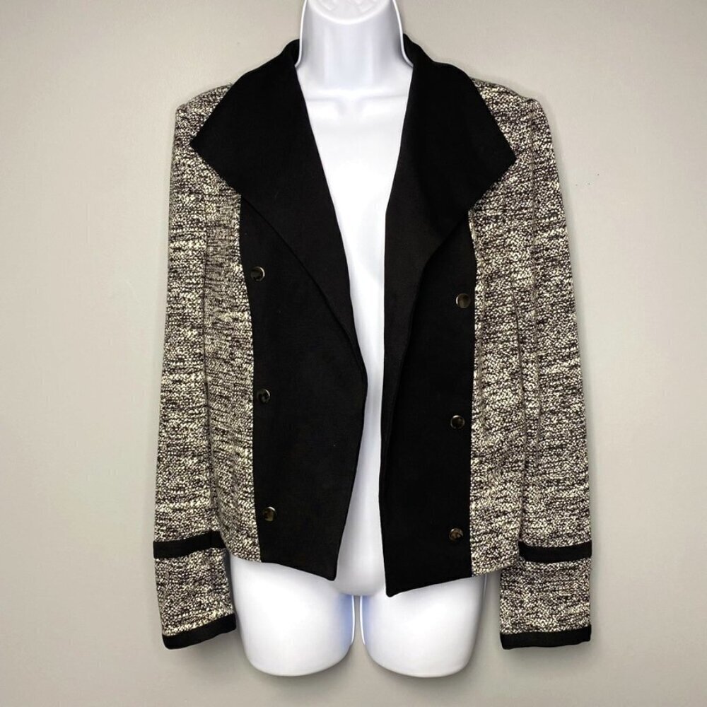 NWOT Calvin Klein Black and White Knit Open Front Women's Blazer Size 6